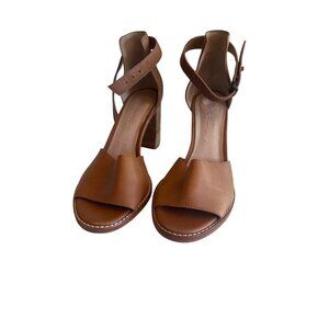 Madewell Brown Leather Ankle Strap Block Heel Sandals Size 8